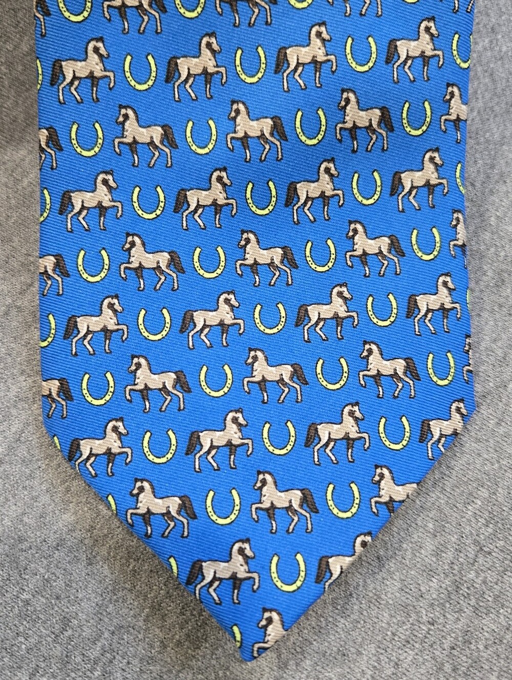 Jonathan David Blue Neck Tie Equestrian Horse Horseshoe Novelty Print Derby